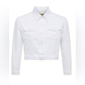 NEW L'AGENCE koda cropped denim jacket in blanc XS